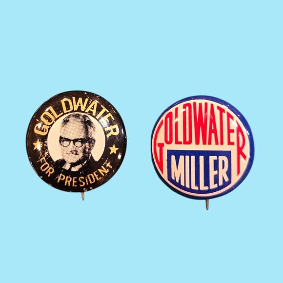 1964 Barry Goldwater & William E. Miller Presidential Campaign Pinback Buttons - Picture 1 of 7
